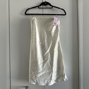 White Satin Strapless Dress